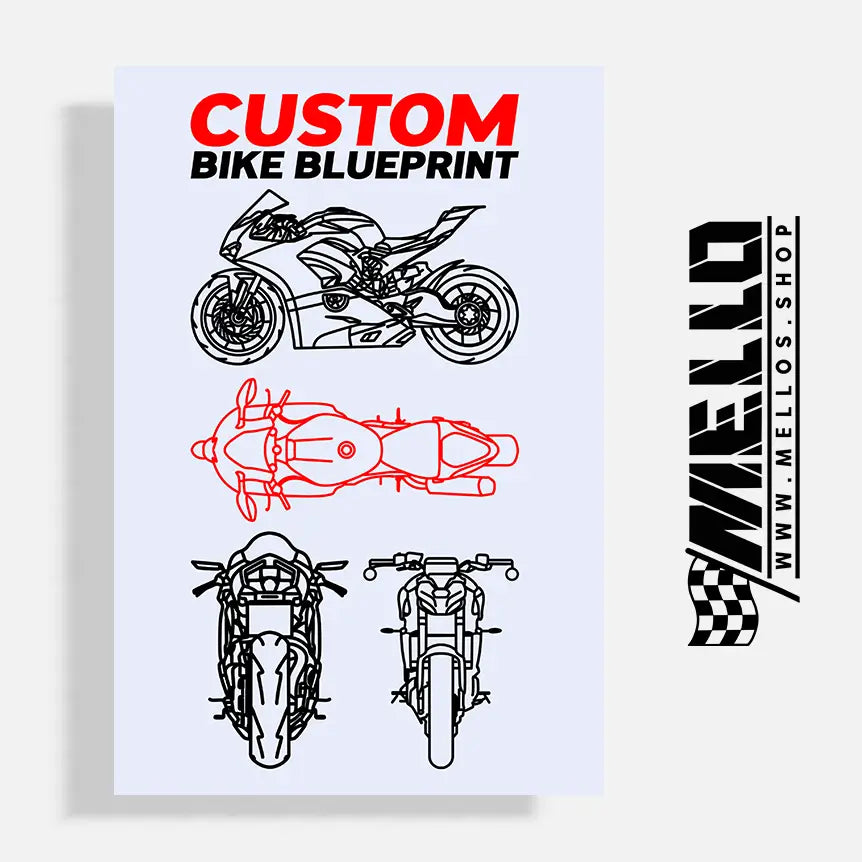 Blueprint of YOUR BIKE on a Poster
