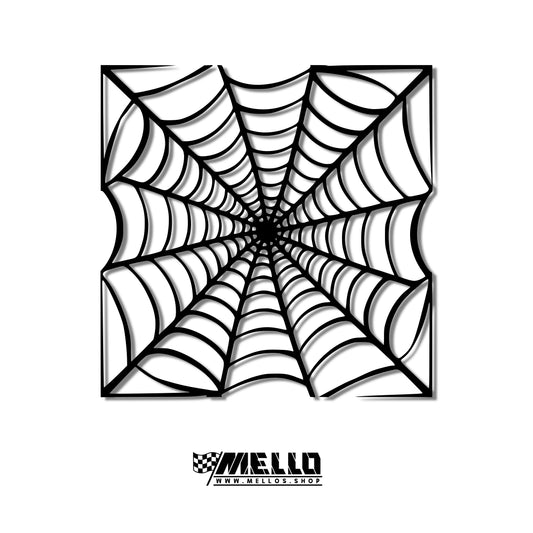 Black spiderweb sunroof sticker design on a white background with the MELLO logo beneath